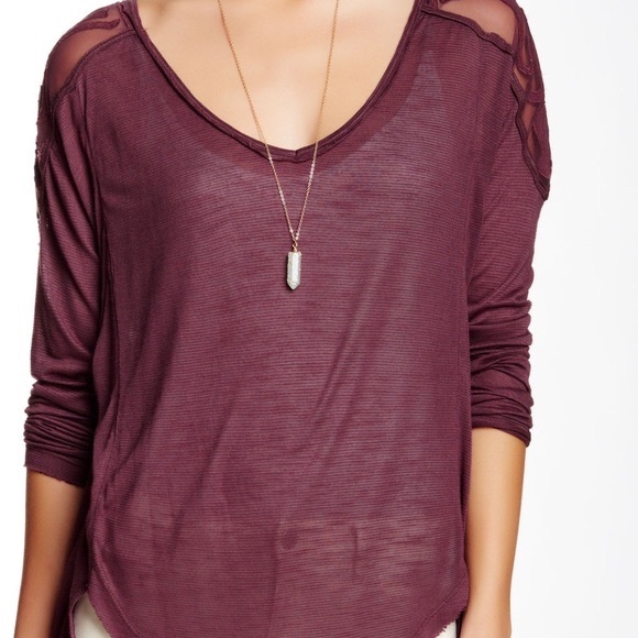 Free People Plum Split Back Gatsby Top - Picture 3 of 5